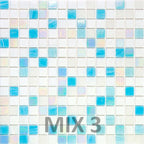 White and Ocean Blue Gradient Mixed Squares Glass Pool Tile | Tile Club