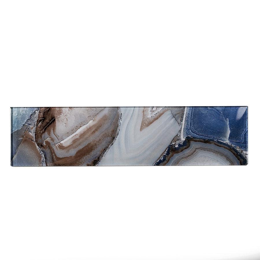 3" x 12" Agate Crystal Blue Geode Glass Tile | Tile Club