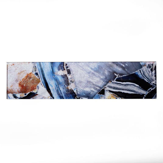 3" x 12" Gold and Blue Agate Glass Tile | Tile Club