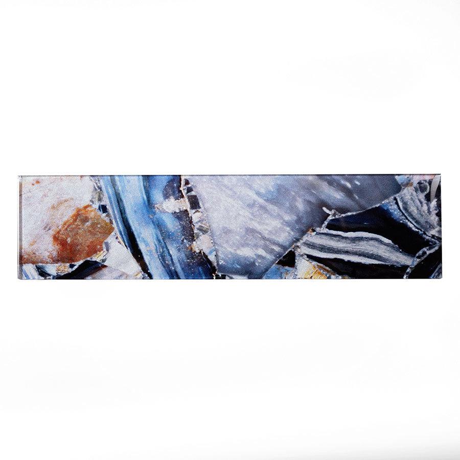 3" x 12" Gold and Blue Agate Glass Tile Sample