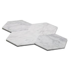 Adhesive Backed 5 Inch Carrara Marble Hexagon Tiles to Peel and Stick
