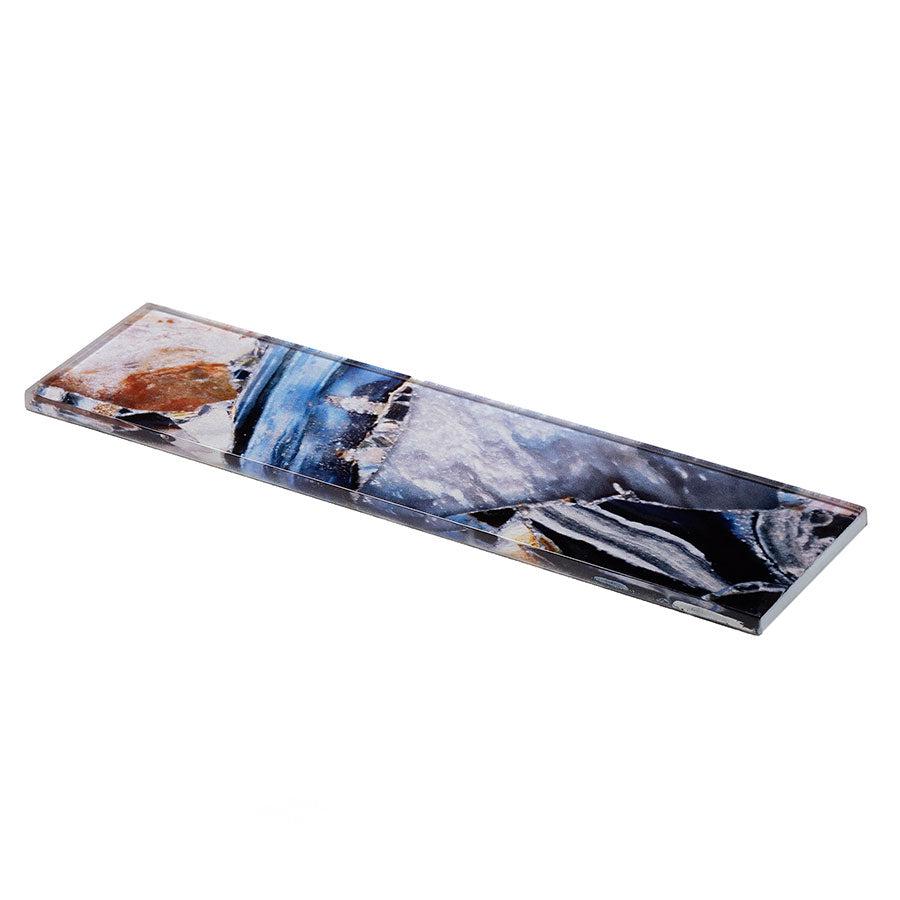 3" x 12" Gold and Blue Agate Glass Tile | Tile Club