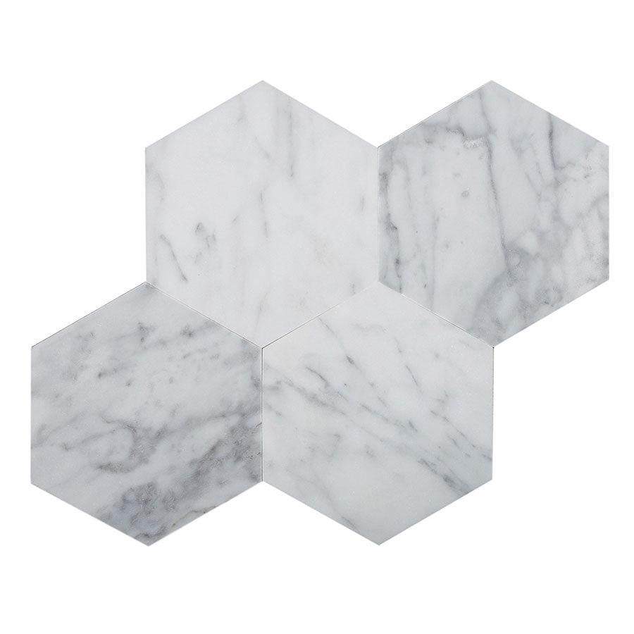5" Carrara Hexagon Peel and Stick Tile
