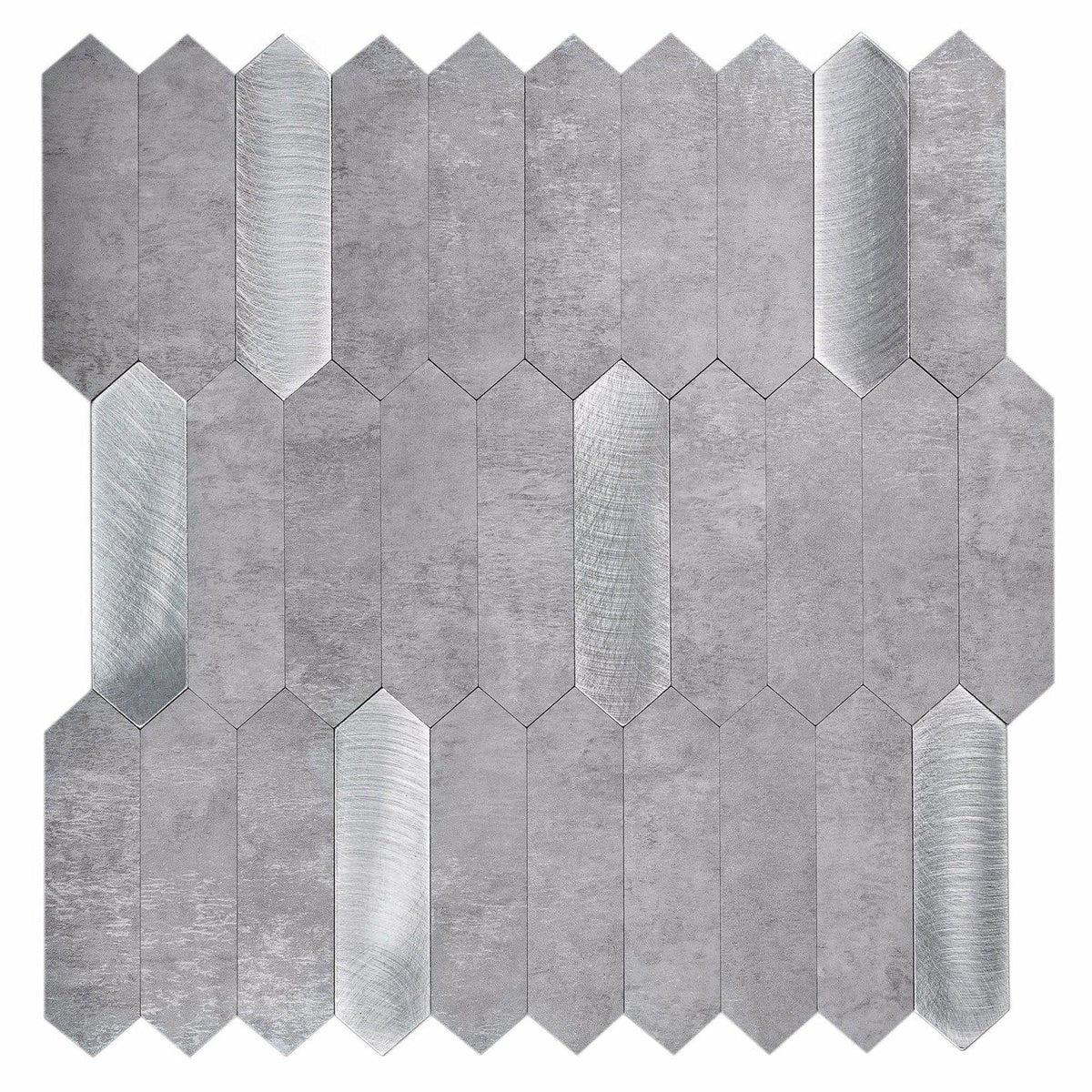 Silver Grey Picket Peel and Stick Tile Sample