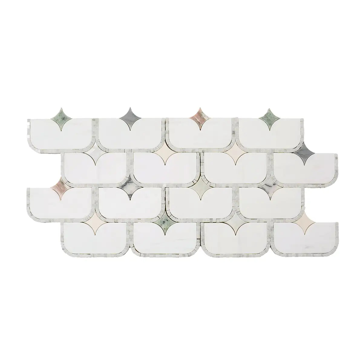White Stadium and Multicolor Stars Marble Mosaic Tile