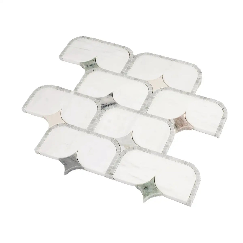 White Stadium and Multicolor Stars Marble Mosaic Tile