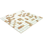 Boho Brown and White Mixed Squares Glass Tile | Tile Club