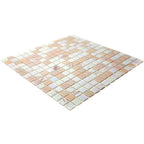 Soft Peach & White Mixed Squares Glass Tile | Tile Club