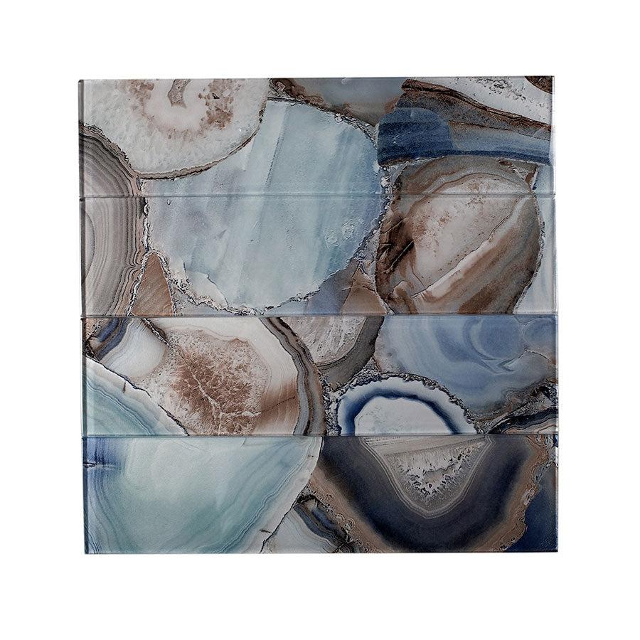 3" x 12" Agate Crystal Blue Geode Glass Tile | Tile Club