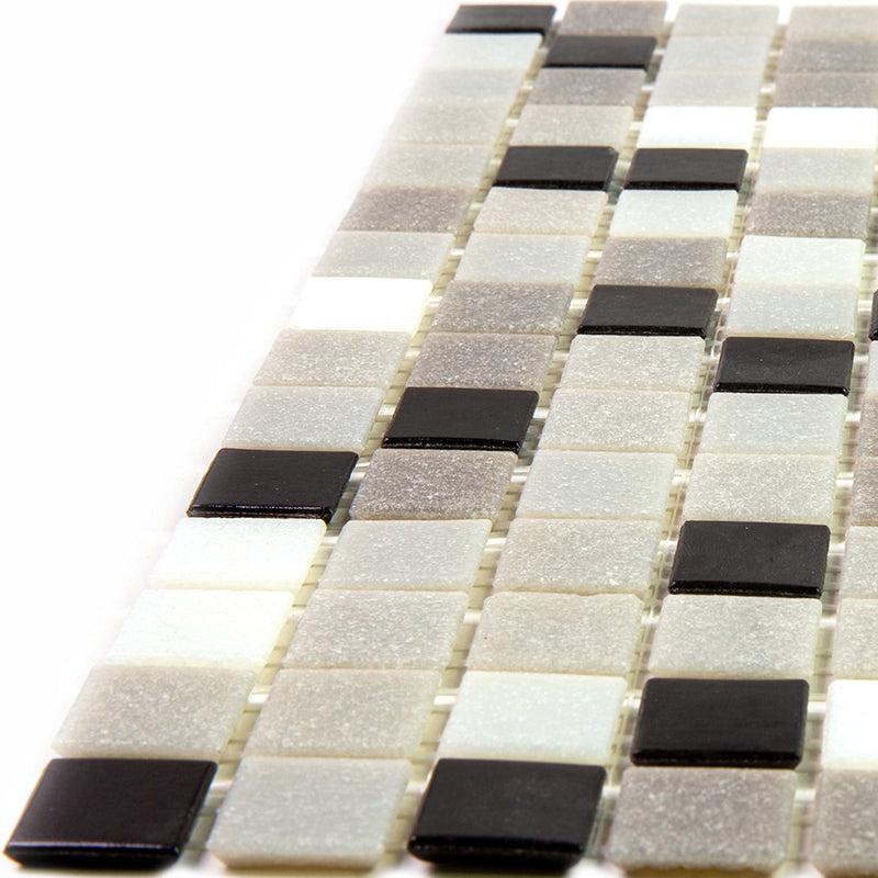 Checkered Black and White Mixed Squares Glass Tile | Tile Club