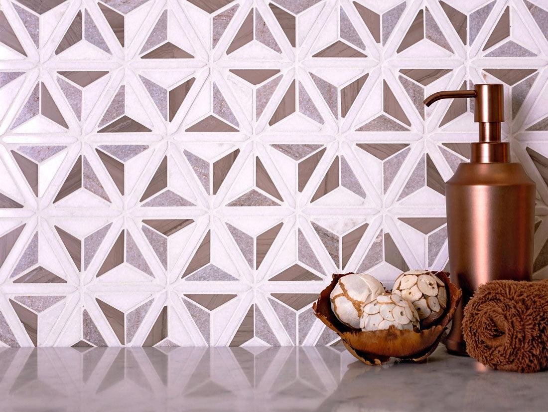 San Valley And Thassos Leaf Marble Mosaic Tile 