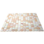 Soft Peach & White Mixed Squares Glass Tile | Tile Club