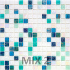 Blue and White Gradient Squares Glass Pool Tile | Tile Club