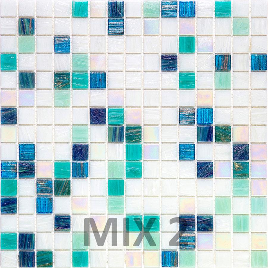 Blue and White Gradient Squares Glass Pool Tile | Tile Club