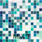 Blue and White Gradient Squares Glass Pool Tile | Tile Club
