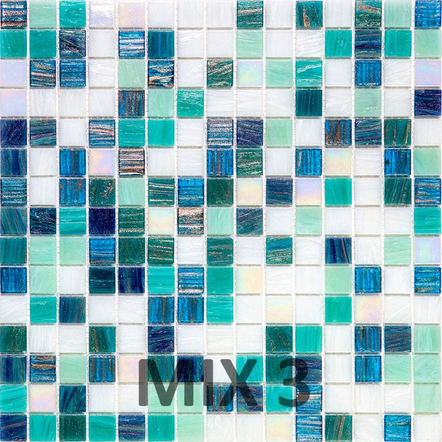 Blue and White Gradient Squares Glass Pool Tile | Tile Club