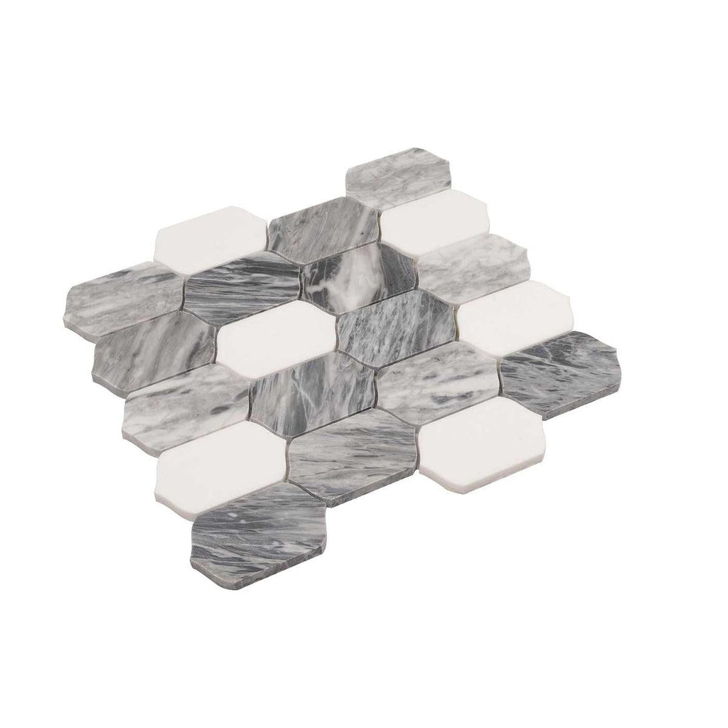 Calacatta Bluette Elongated Hexagon Mosaic Tile | Tile Club