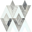 Calacatta Bluette and White Marble Stellar Diamond Mosaic Tile