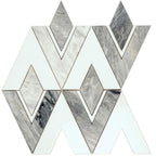 Calacatta Bluette and White Marble Stellar Diamond Mosaic Tile