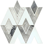 Calacatta Bluette and White Marble Stellar Diamond Mosaic Tile