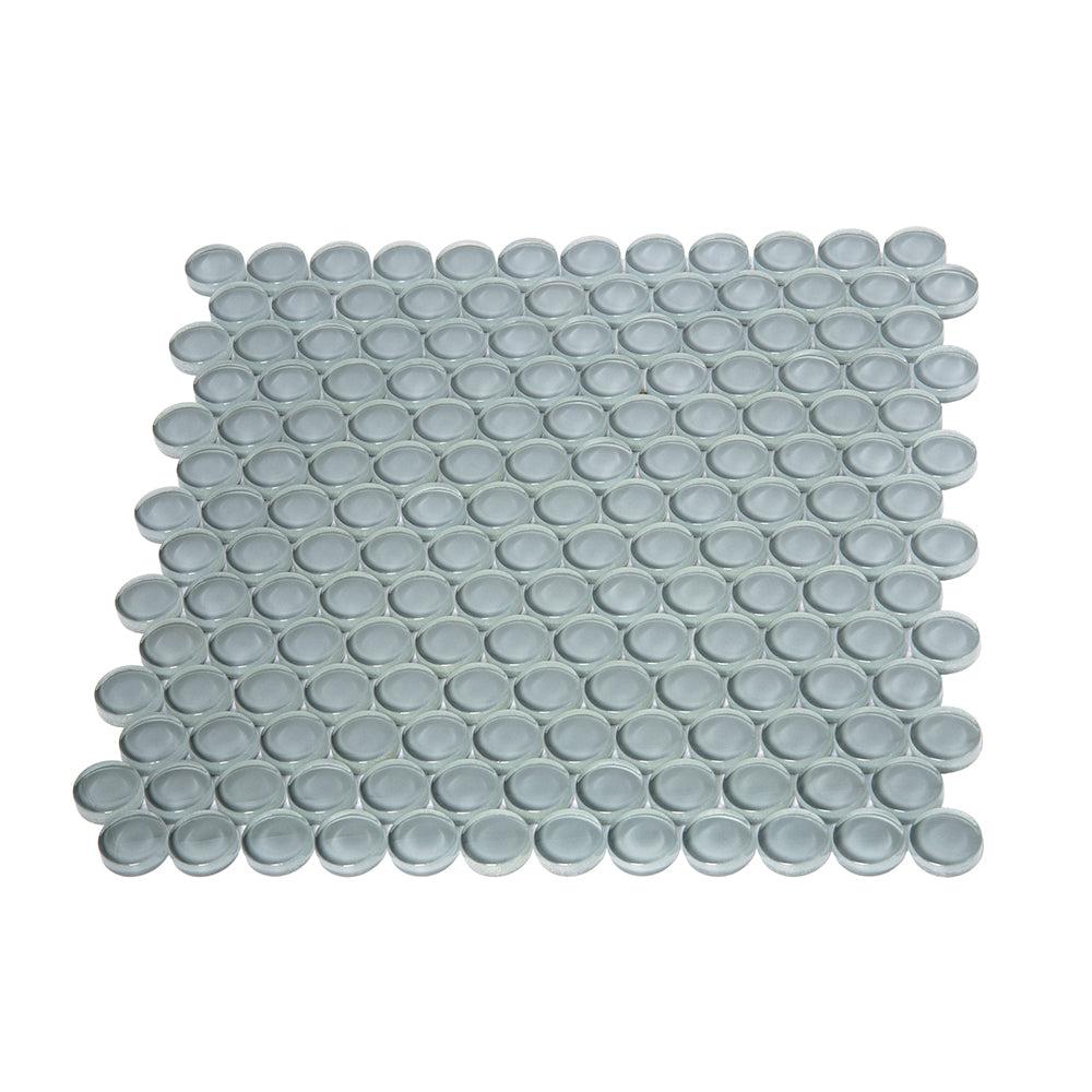 Chic Gray Penny Round Glass Tile