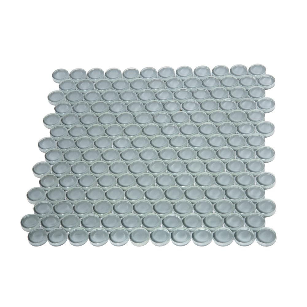 Chic Gray Penny Round Glass Tile | Tile Club