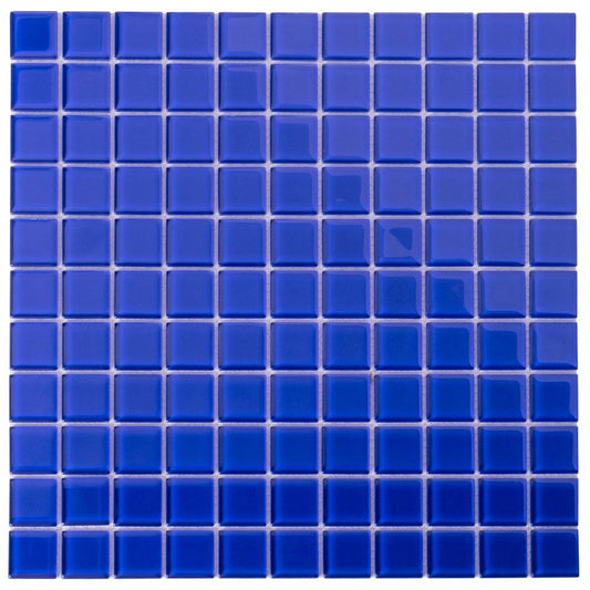 Cobalt Blue Square Glass Mosaic Tile 1x1