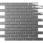 Cool Gray Glass Brick Tile