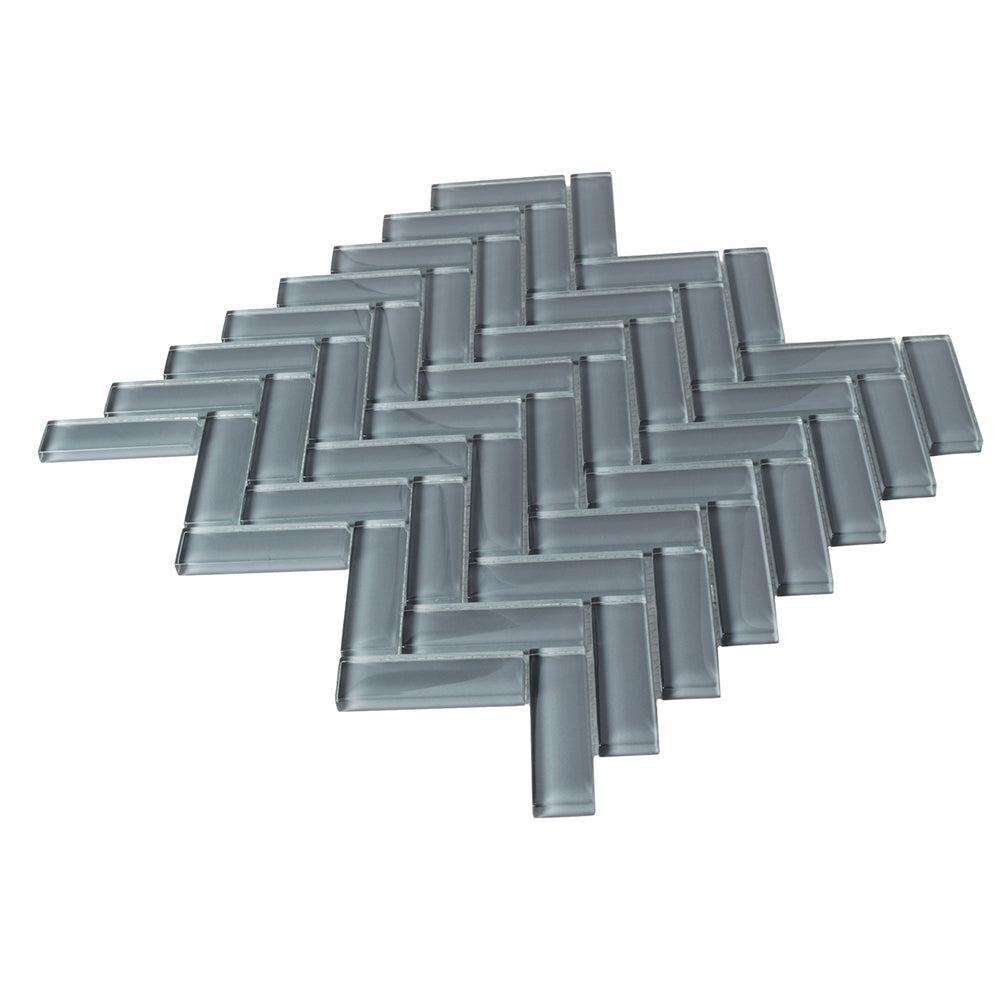Cool Gray Herringbone Glass Tile | Tile Club