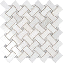 TileClub| Curved Basket Weave Asian White Marble Mosaic Tile position: 1