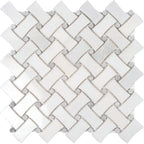 TileClub| Curved Basket Weave Asian White Marble Mosaic Tile position: 1