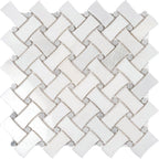 TileClub| Curved Basket Weave Asian White Marble Mosaic Tile position: 1