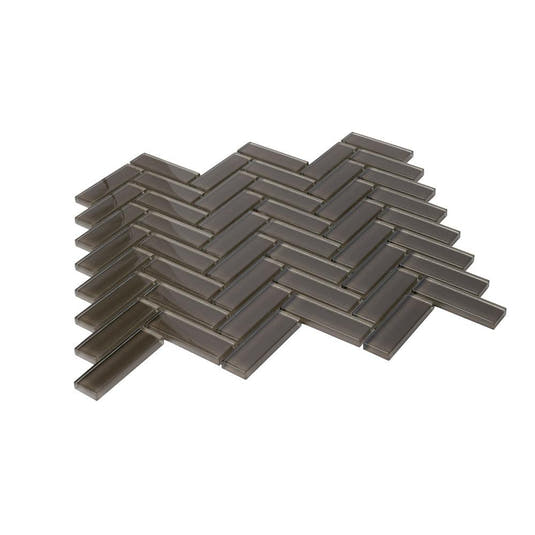 Dark Gray Herringbone Glass Tile | Tile Club