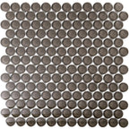 Dark Gray Penny Round Glass Tile