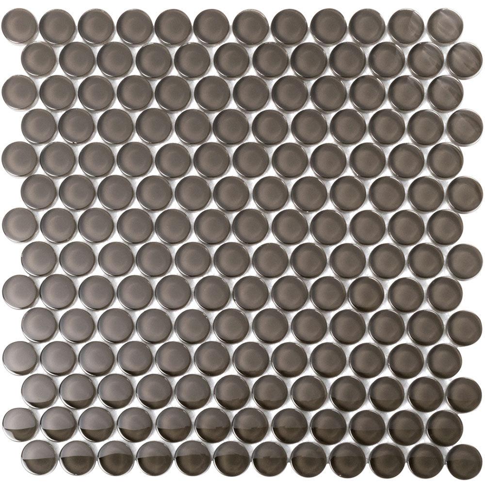 Dark Gray Penny Round Glass Tile