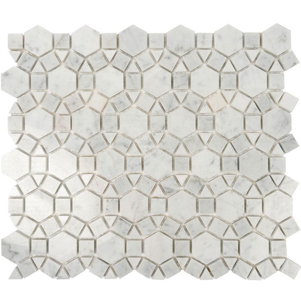 Enigma Bianco Carrara Marble Mosaic Tile | Tile Club