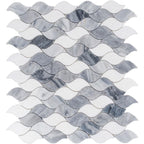 Falling Leaves Calacatta Bluette Marble Mosaic Tile