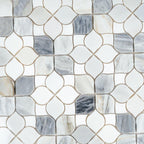 Fleur Calacatta Bluette and Thassos Flower Marble Mosaic Tile | Tile Club