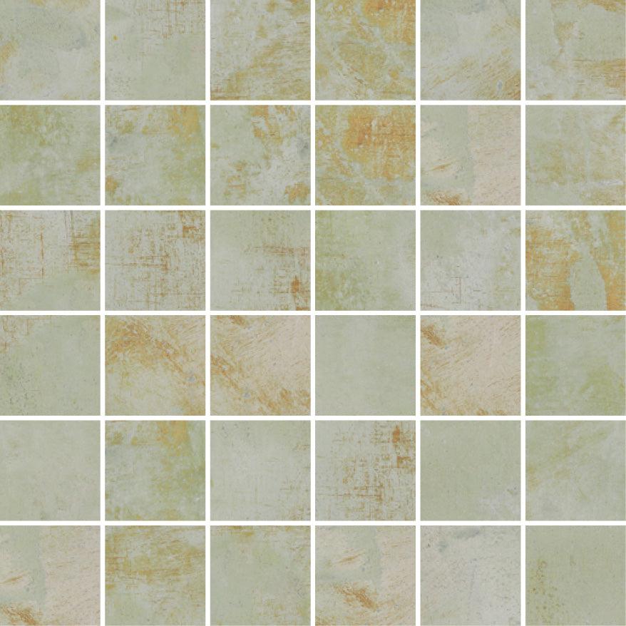 Gilded Age Green Natural Porcelain Mosaic Tile