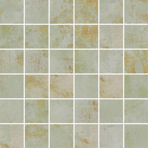 Gilded Age Green Natural Porcelain Mosaic Tile