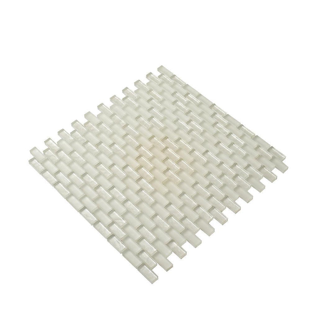 Glacial White Glass Brick Tile | Tile Club