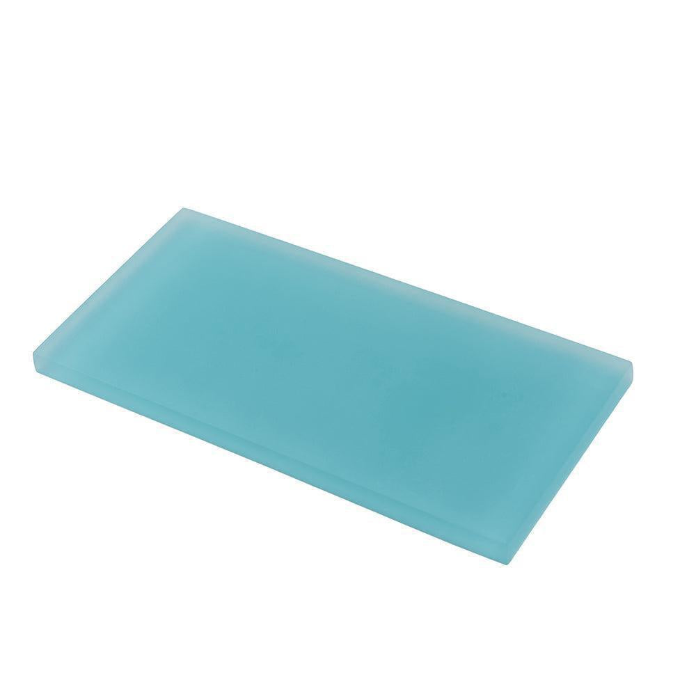 Glacier Aqua 3X6 Frosted Glass Subway Tile | Tile Club