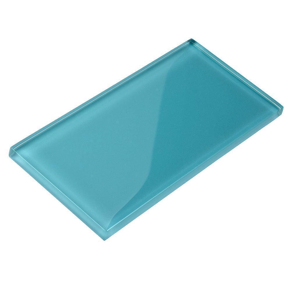 Glacier Aqua 3X6 Polished Glass Subway Tile | Tile Club