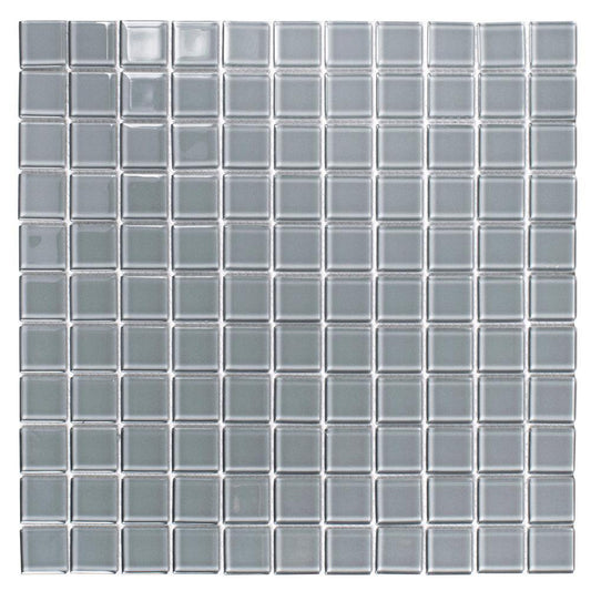 Glacier Aura Gray 1X1 Polished Glass Tile