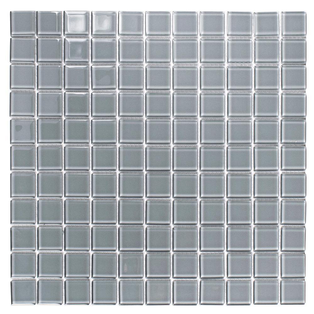 Glacier Aura Gray 1X1 Polished Glass Tile