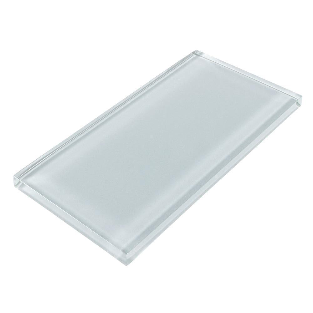 Glacier Aura Gray 3X6 Polished Glass Subway Tile | Tile Club