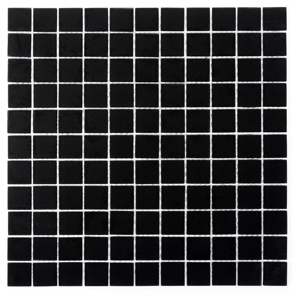 Glacier Black 1X1 Frosted Glass Tile Sample