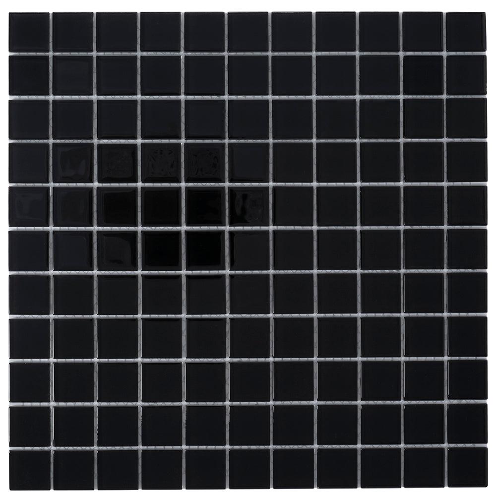 Glacier Black 1X1 Polished Glass Tile
