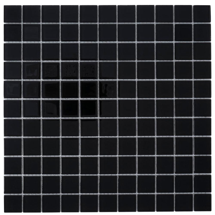 Glacier Black 1X1 Polished Glass Tile