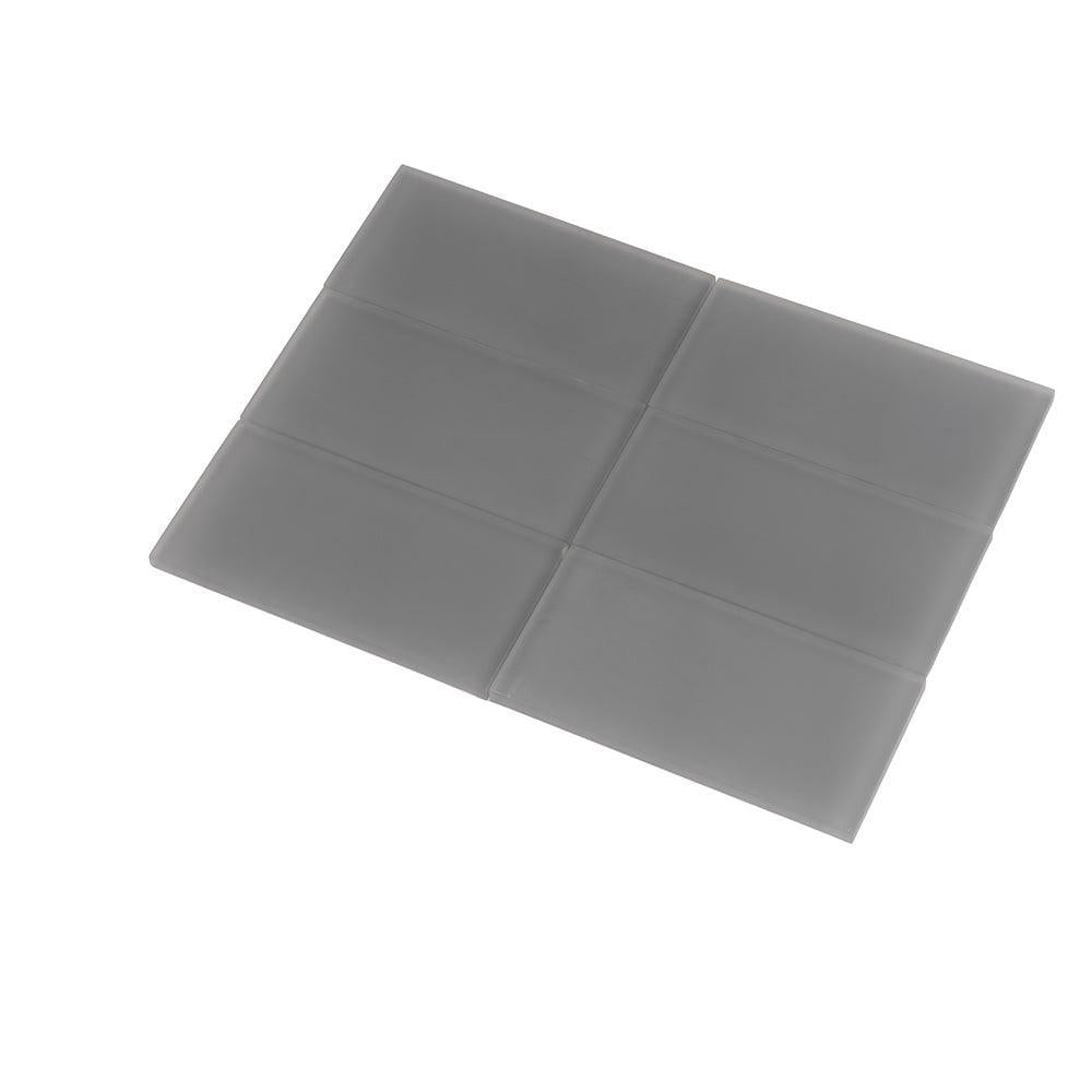 Glacier Dark Gray 3"x6" Frosted Glass Subway Tile | Tile Club